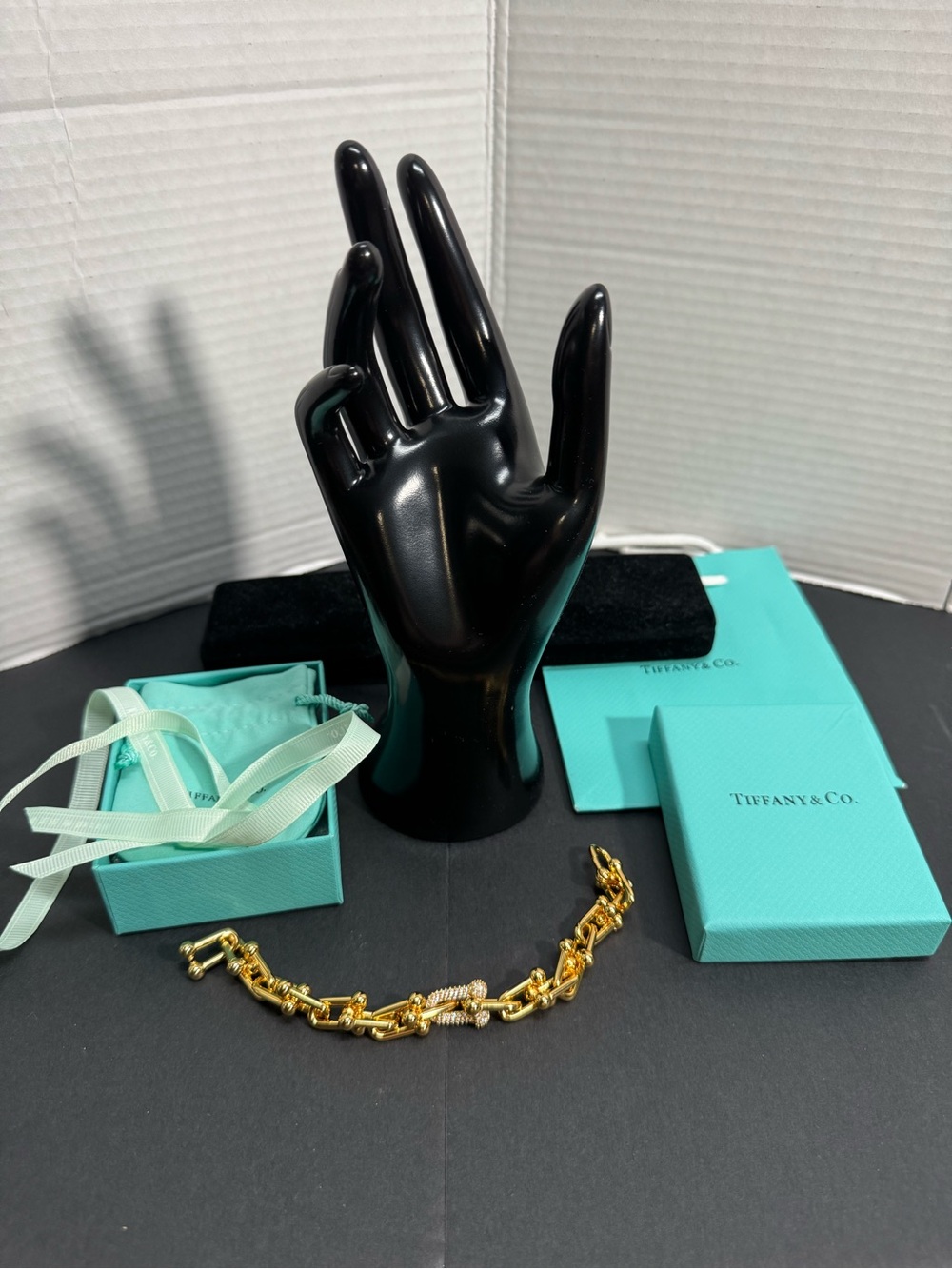 Tiffany Gold Link Bracelet with Crystal Accents